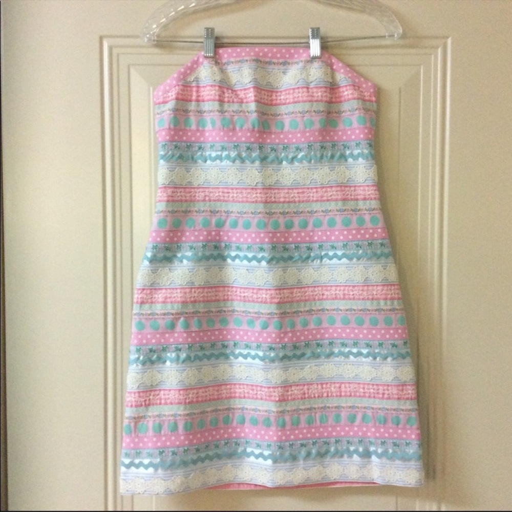 LILLY PULITZER STRAPLESS “RIBBON DRESS” SZ 8 EUC